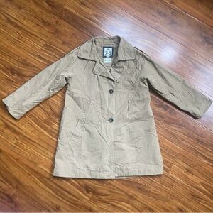 Cotton On Kids Girls Tan Button Trench Coat Size 7-8 Classic Girlhoodcore Preppy